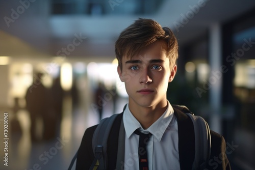 Young teen student attentively attending school, captured in a portrait.