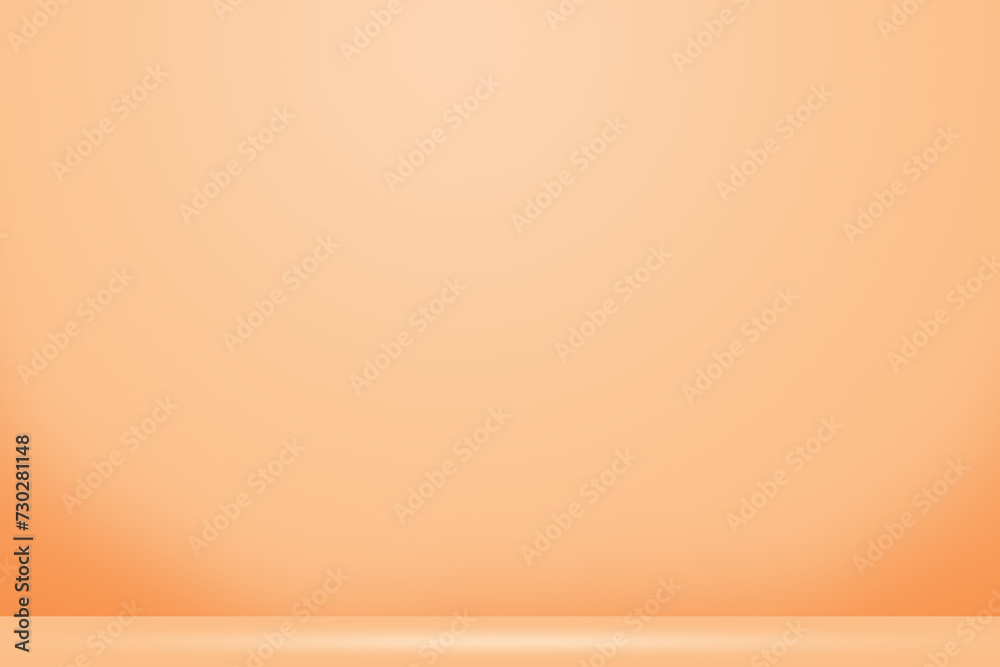 Solid Apricot Color Background. Empty Room Wall for Product Display. Beautiful Studio Background for Advertisement. 3d Render Background. Abstract wall Design. Interior Room Wall with Floor.