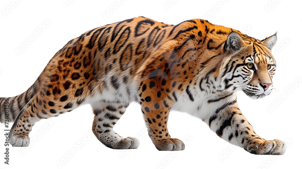 Majestic Tiger Walking Across White Background Majestic Tiger Walking Across White Background