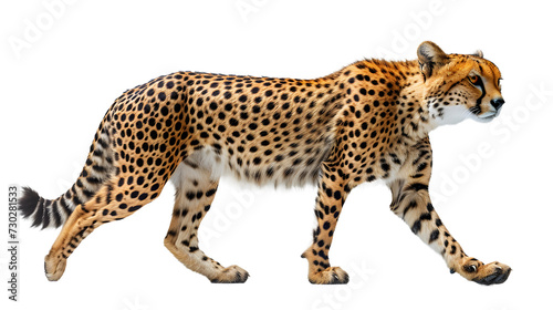 Majestic Cheetah Walking on White Background