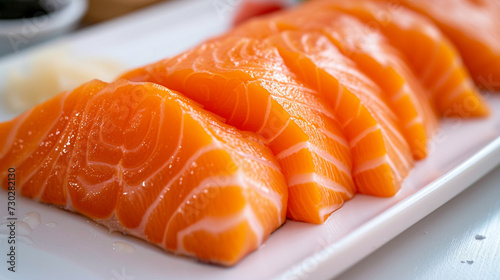 Sliced ​​salmon on a plate