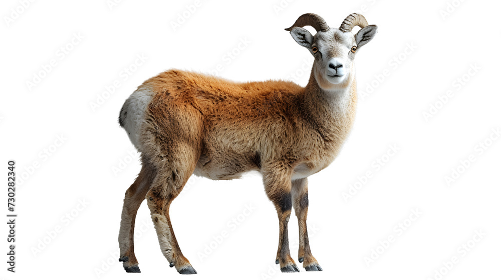 A Ram in Front of a White Background