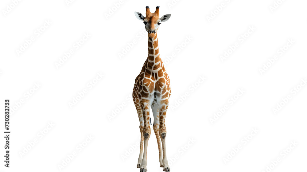 Giraffe Standing in Front of White Background