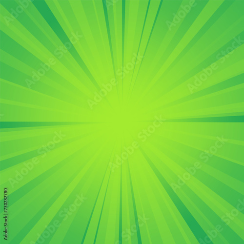 Abstract green background with sun ray. Summer concept vector illustration