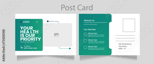 Medical healthcare postcard template,
