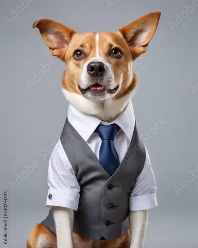 Professional Dog Business Suit Illustration: Canine Corporate Attire for Formal Events