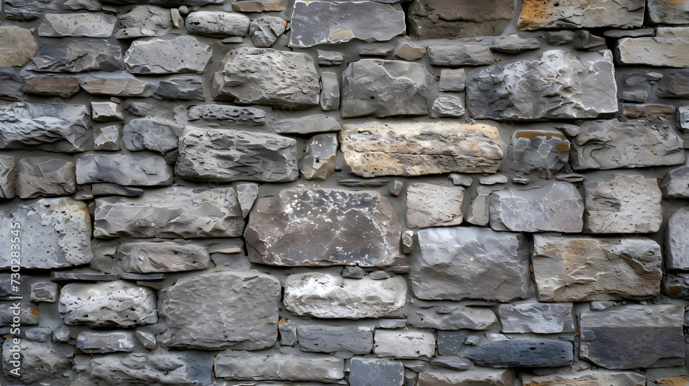 A Stone Wall Constructed With Various Sized Rocks