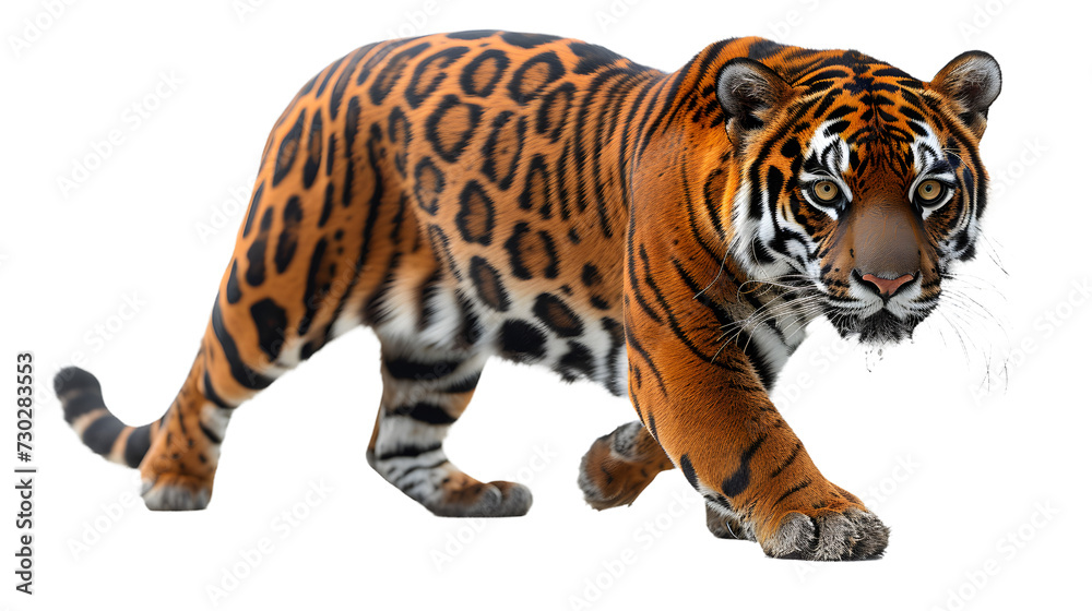 Majestic Tiger Walking Across White Background Majestic Tiger Walking Across White Background