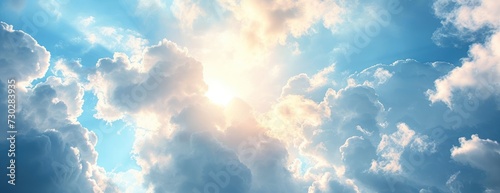 beauty white cloudy on blue sky with soft sun light nature view soft white clouds on pastel blue 