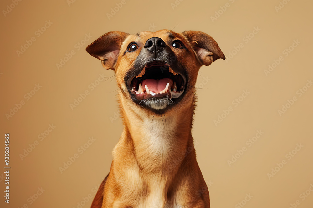 Funny cute dog on background studio. Funny cute dog on background studio.