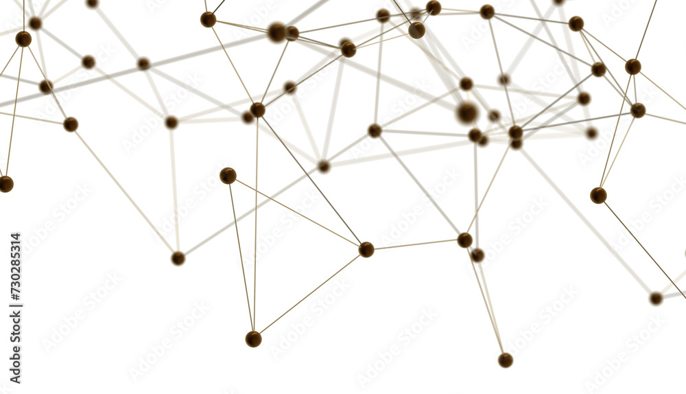 Neural network 3D illustration. Big data and cybersecurity