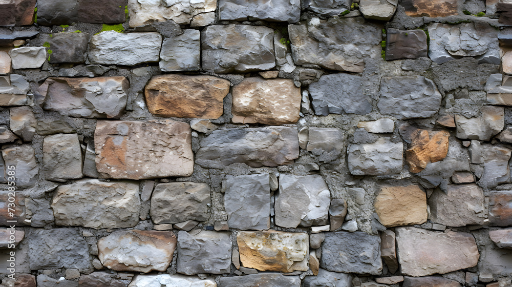Stone Wall With Moss-Covered Rocks Stone Wall With Moss-Covered Rocks