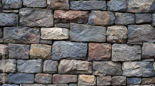 Stone Wall Constructed With Multicolored Rocks