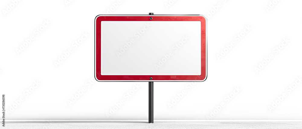 Street sign with red border  and shadow over white background