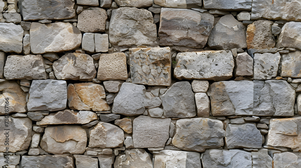 Fototapeta premium Stone Wall Made of Rocks and Cement