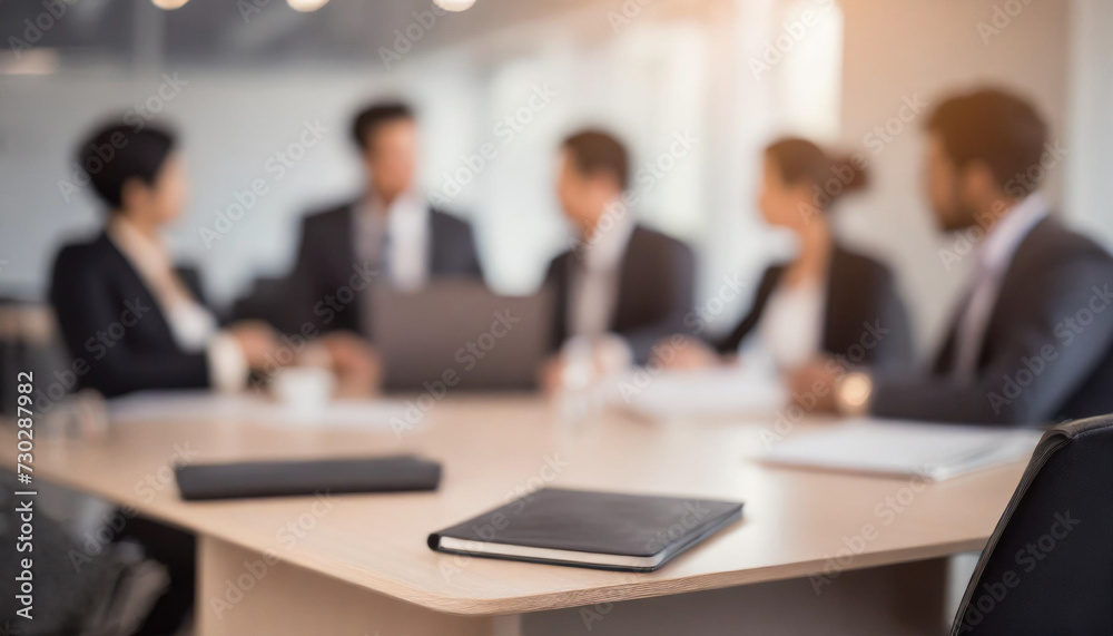 Blurry office meeting scene symbolizing business dynamics, with copy space Blurry office meeting scene symbolizing business dynamics, with copy space