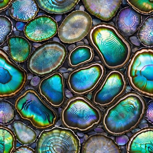 close up of a texture of abalone stones as a background
