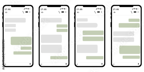  message bubbles on screen smartphone icon. Interface set concept design vector ilustration.
