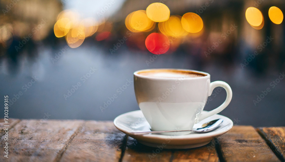 Aromatic coffee cup amidst Parisian charm, Eiffel Tower backdrop Aromatic coffee cup amidst Parisian charm, Eiffel Tower backdrop