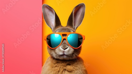 A colorful background featuring a bunny with sunglasses giving a cool and trendy vibe © Creative Canvas
