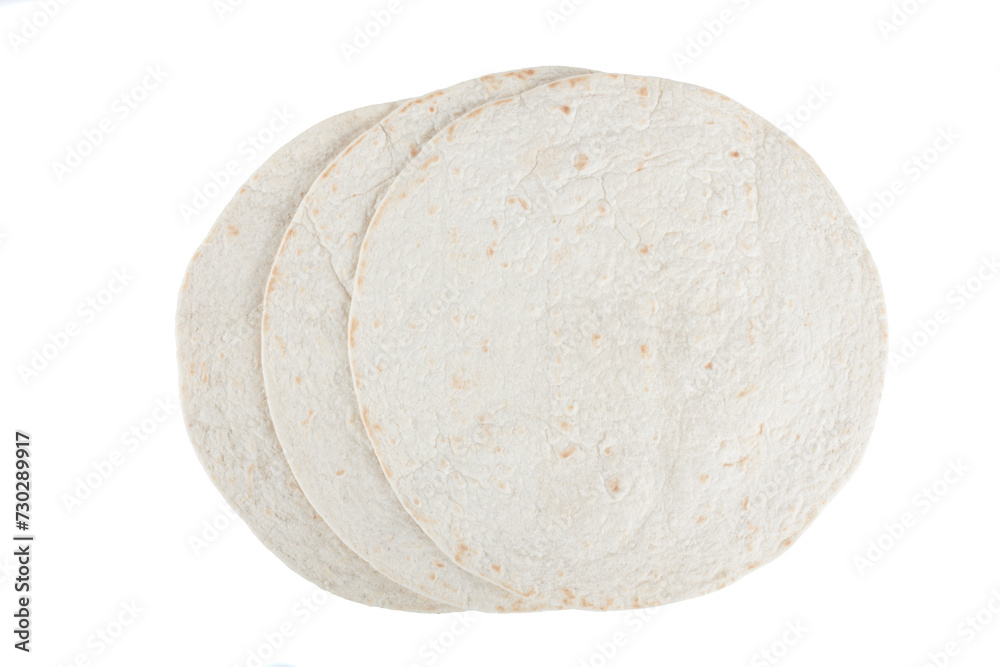 Tortillas isolated on white background