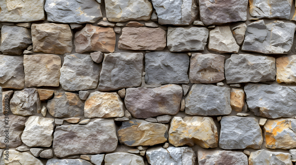 Stone Wall Constructed With Varied Colors of Rocks