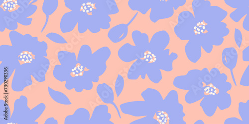 Exotic hand drawn flowers, seamless patterns with floral for fabric, textiles, clothing, wrapping paper, cover, banner, home decor, abstract backgrounds. Vector illustration.
