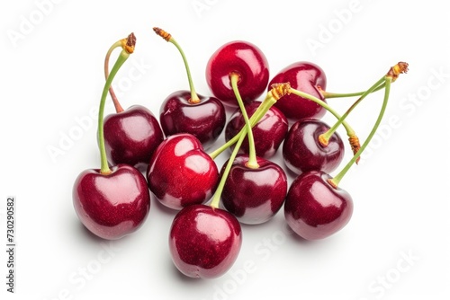 cherry close-up, ripe berries on a white background.