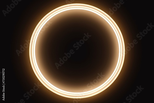 Beige round neon shining circle isolated on a white background