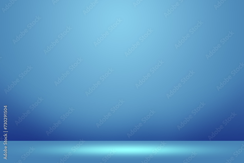Solid Sky Blue Color Background. Empty Room Wall for Product Display. Beautiful Studio Background for Advertisement. 3d Render Background. Abstract wall Design. Interior Room Wall with Floor.