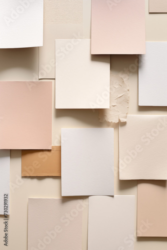 Wallpaper Mural Neutral tone paper collage background. Chaotic paper cards Torontodigital.ca