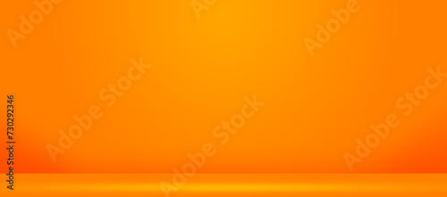 Solid Tangerine Orange Color Background. Empty Room Wall for Product Display. Beautiful Studio Background for Advertisement. 3d Render Background. Abstract wall Design. Interior Room Wall with Floor.