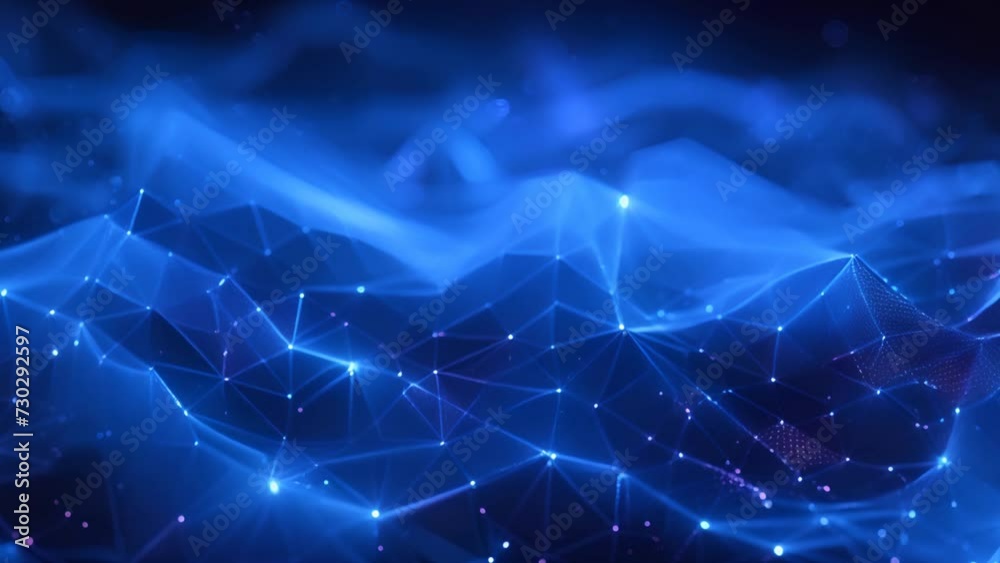 Abstract background of glowing blue mesh or interwoven lines on a dark background
