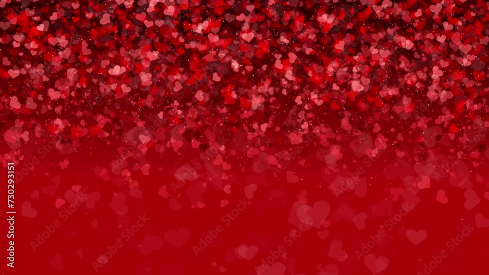 Background of falling small hearts with particle in red colors. Looped festive romantic animation with empty space for text. Background of falling small hearts with particle in red colors. Looped festive romantic animation with empty space for text.