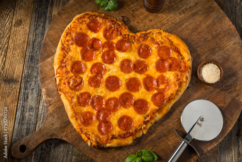 Heart Shaped Pepperoni Pizza for Valentines Day