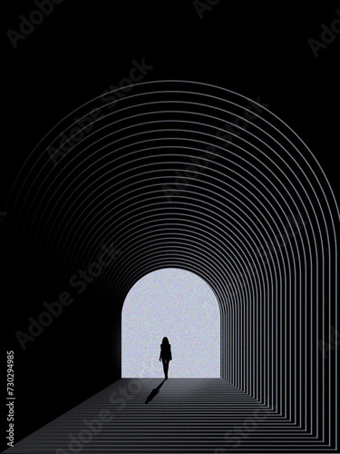 silhouette of a person in a tunnel (ID: 730294985)