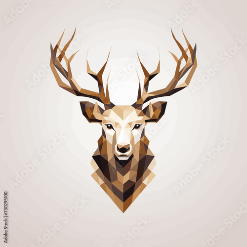 Abstract deer antler vector geometric illustration, buck deer, deer head logo photo