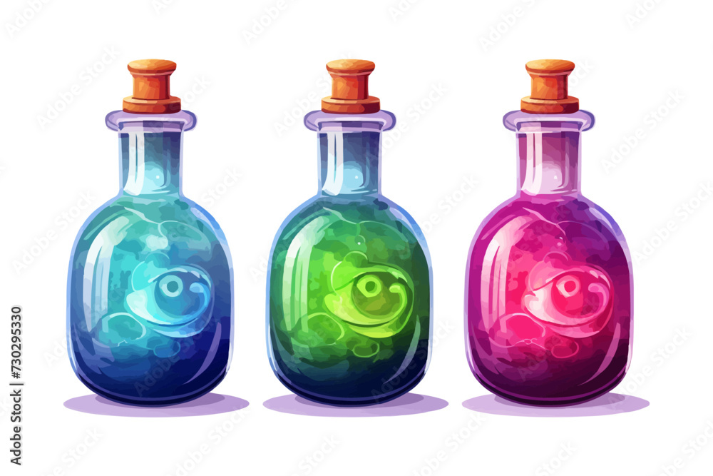 Potion in glass bottle isolated vector style on isolated background illustration Potion in glass bottle isolated vector style on isolated background illustration
