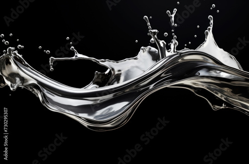 Liquid silver metal abstract on black background