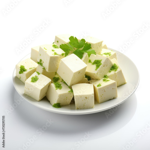 uncooked paneer cube in the plate