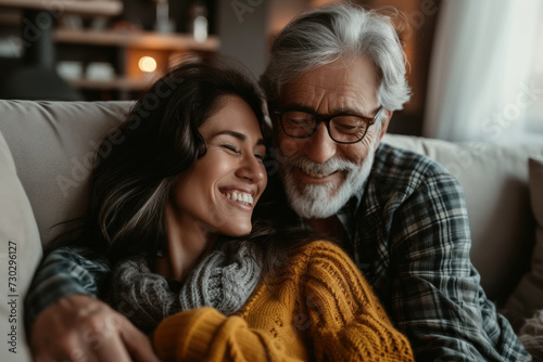 Affectionate Grandfather and Granddaughter Sharing a Heartwarming Embrace at Home