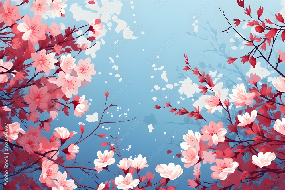Artistic flower tree scenery with light pink flowers in full bloom in soft and beautiful clear spring weather Artistic flower tree scenery with light pink flowers in full bloom in soft and beautiful clear spring weather