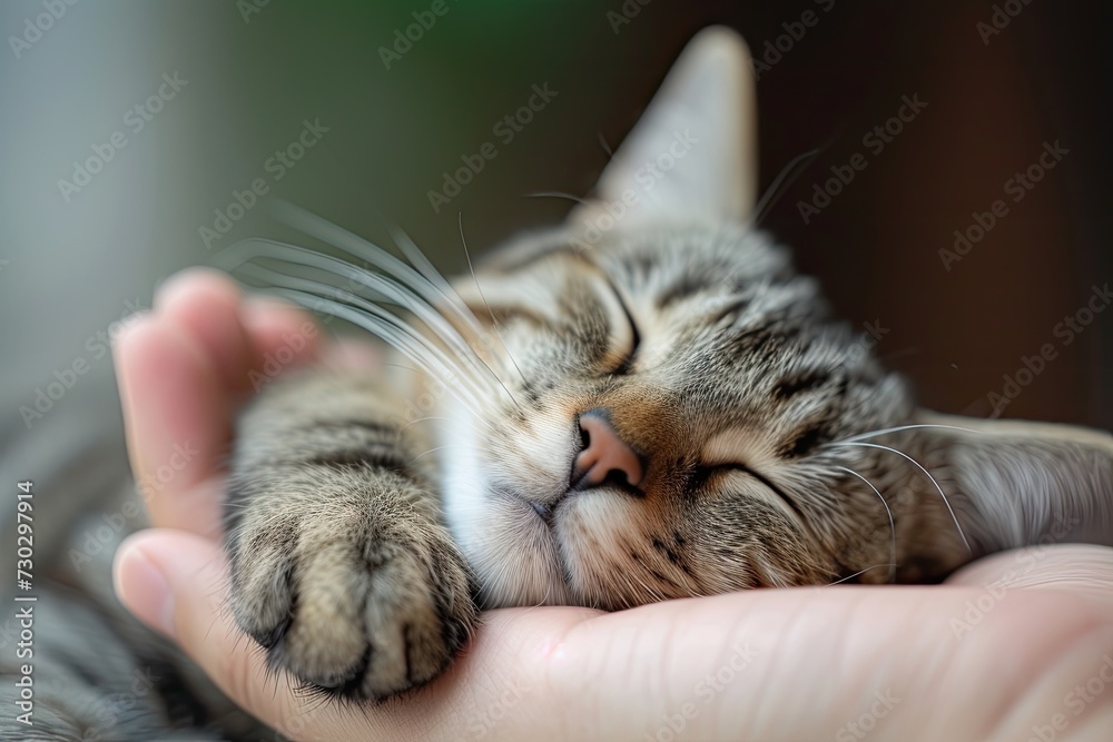 cat sleeping on the hand cat sleeping on the hand