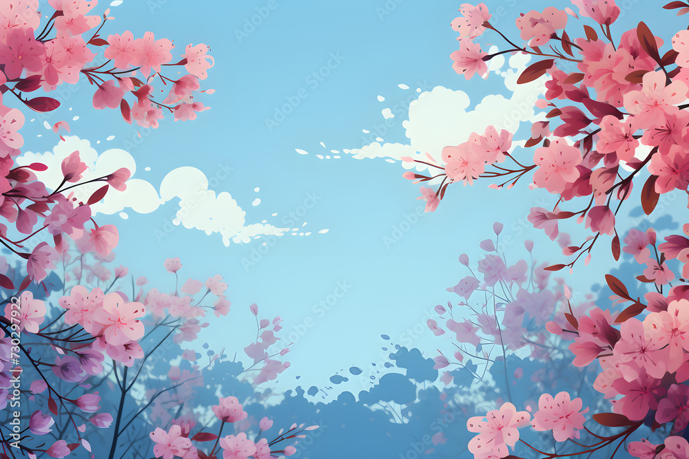 Artistic flower tree scenery with light pink flowers in full bloom in soft and beautiful clear spring weather Artistic flower tree scenery with light pink flowers in full bloom in soft and beautiful clear spring weather
