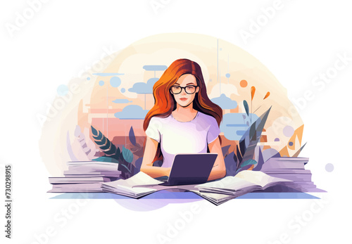 accounting woman vector flat minimalistic isolated illustration