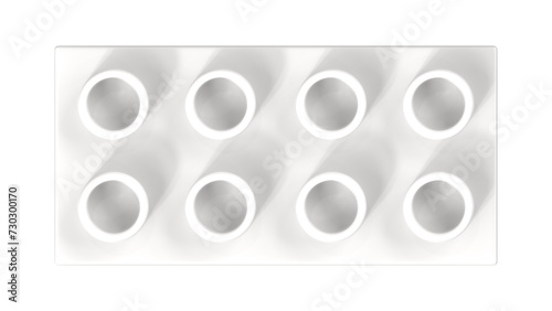 Dusk Lego Block Isolated on a White Background. Close Up View of a Plastic Children Game Brick for Constructors  Top View. High Quality 3D Rendering with a Work Path. 8K Ultra HD  7680x4320  300 dpi