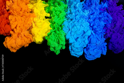 Rainbow Acrylic Ink Paint In Water