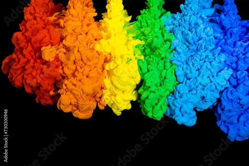 Rainbow Acrylic Ink Paint In Water