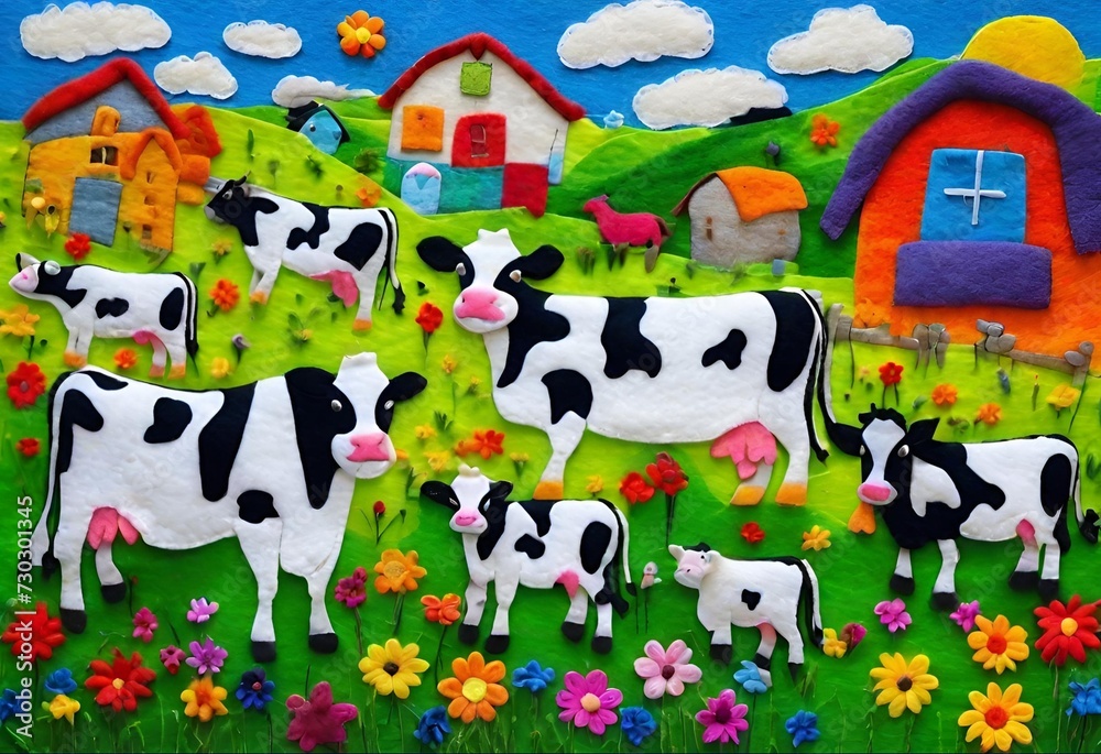 landscape with cows at farm landscape with cows at farm