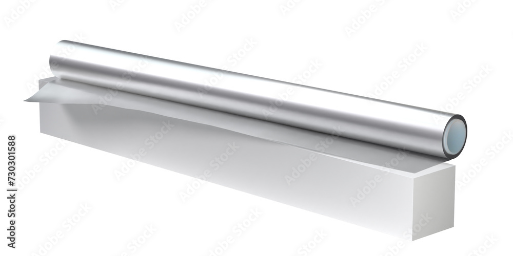 roll PVC film metallic silver, Isolated on Png Format, 3D rendering roll PVC film metallic silver, Isolated on Png Format, 3D rendering